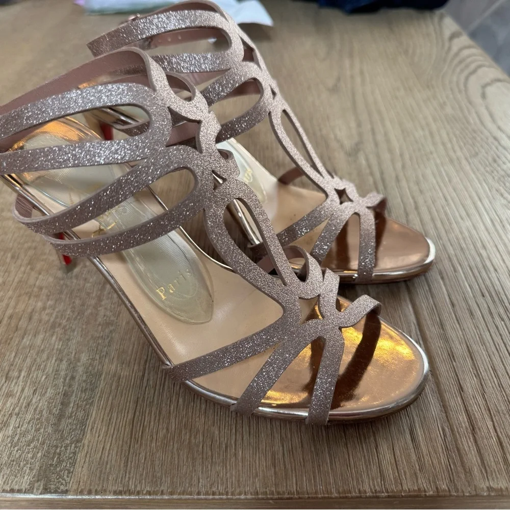 Christian Louboutin Renee Courtisane gold glitter sandals size 37.5